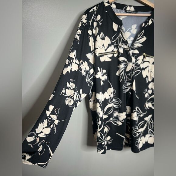 4/$25 Zac & Rachel pop over blouse size 2X floral long sleeve office casual New - Picture 6 of 9